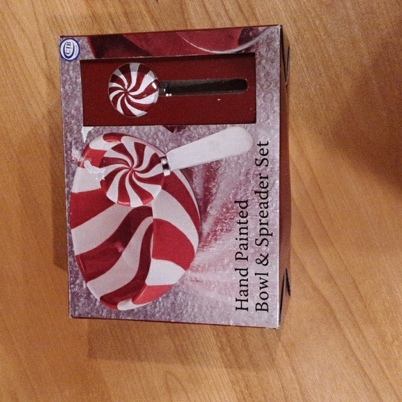 hand-painted bowl & spreader set, see pics for measurements - Picture 2 of 4